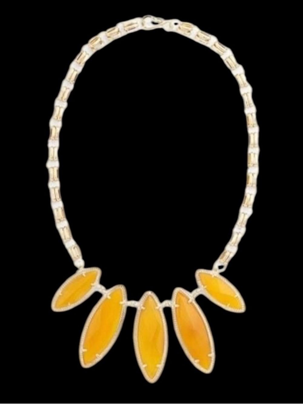 Kendra Scott Joan Gold Vintage Bib Necklace in Banana Yellow Jade